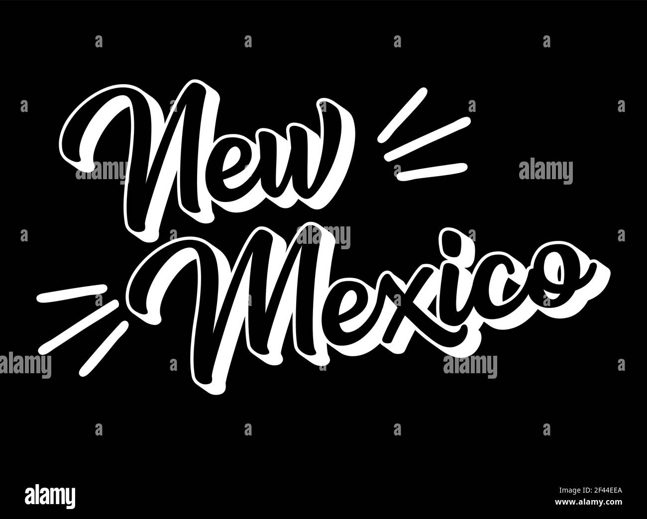 Hand skizzierte NEW MEXICO Text. 3D Vintage, Retro Schriftzug für Poster, Aufkleber, Flyer, Header, Karte, Kleidung, Kleidung. Stock Vektor