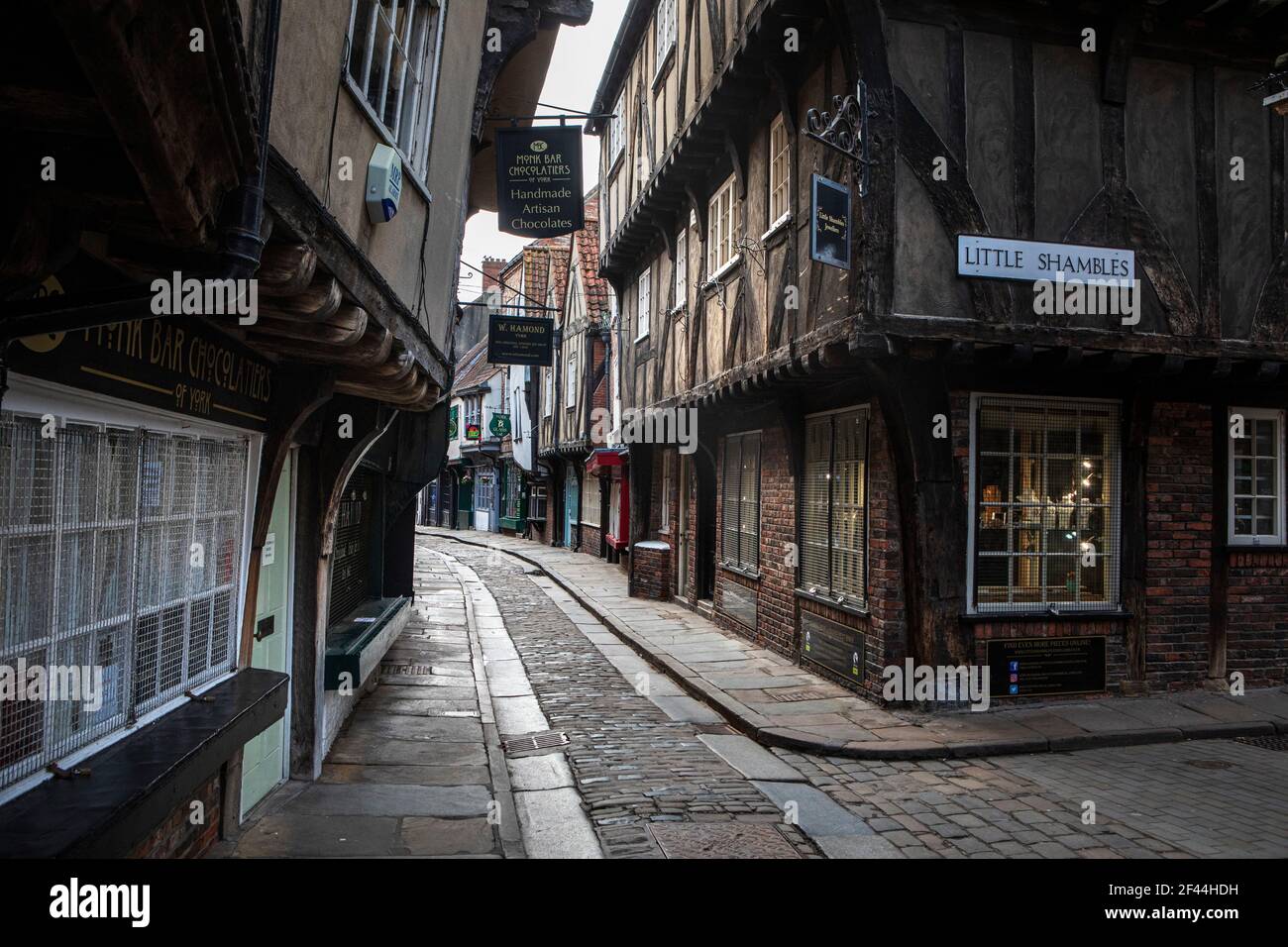 York City Centre während der Covid 19 Sperre März 2021. Stockfoto