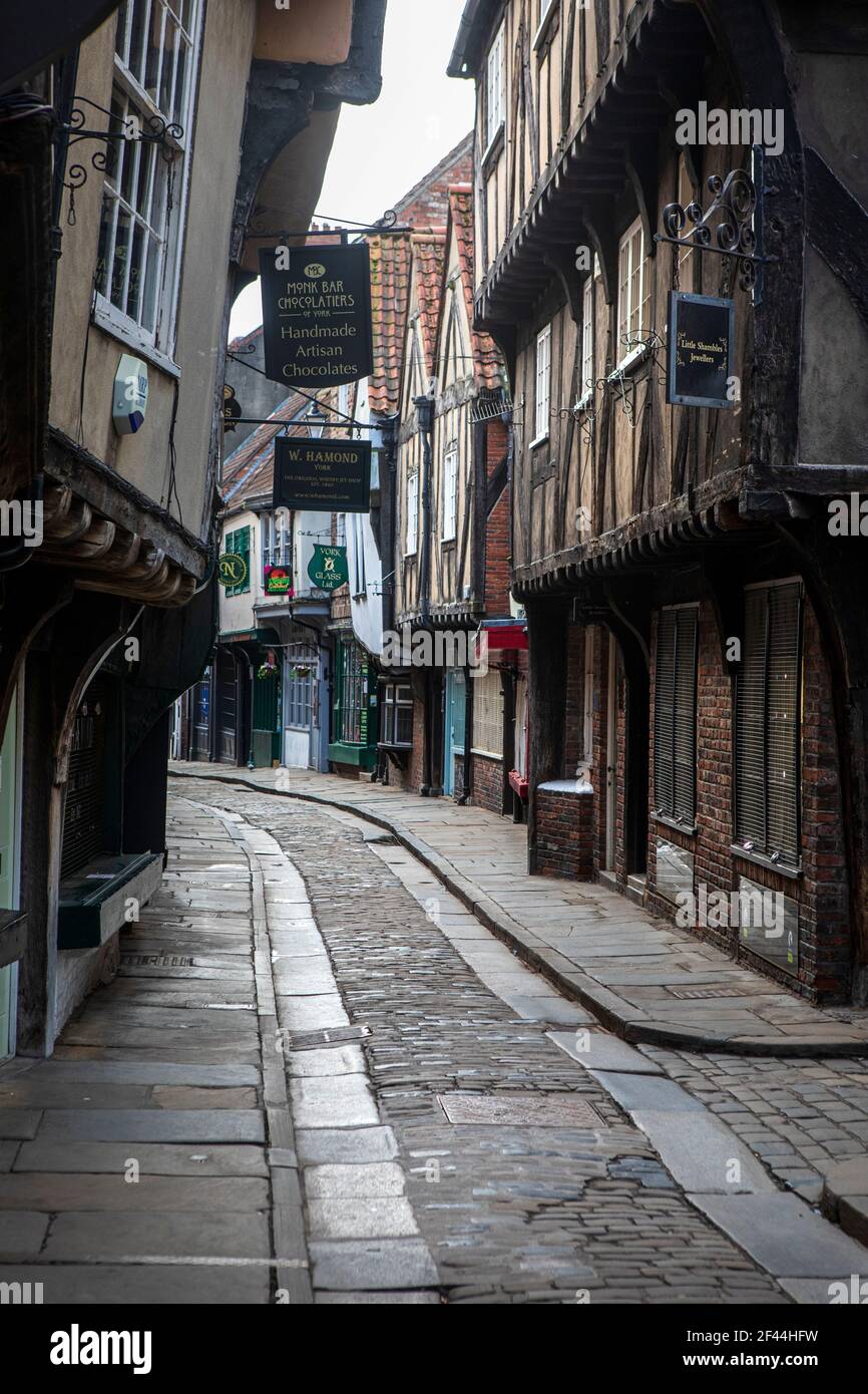 York City Centre während der Covid 19 Sperre März 2021. Stockfoto