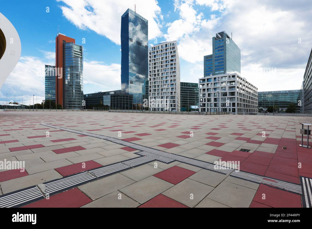 Skyline im modernen Viertel in Wien Stockfoto