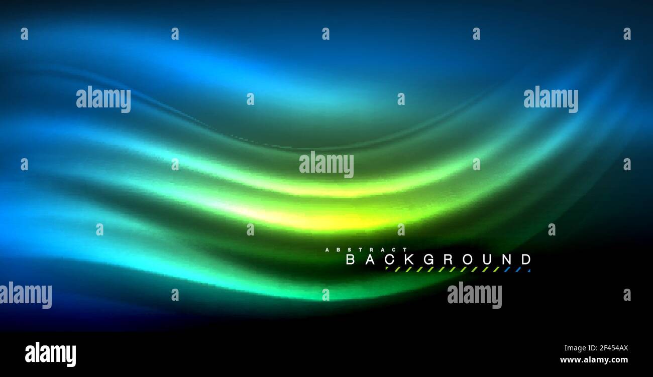 Neon glühende Welle, magische Energie und Lichtbewegung Hintergrund. Neon glühende Welle, magische Energie und Lichtbewegung Hintergrund. Vektorgrafik Stock Vektor