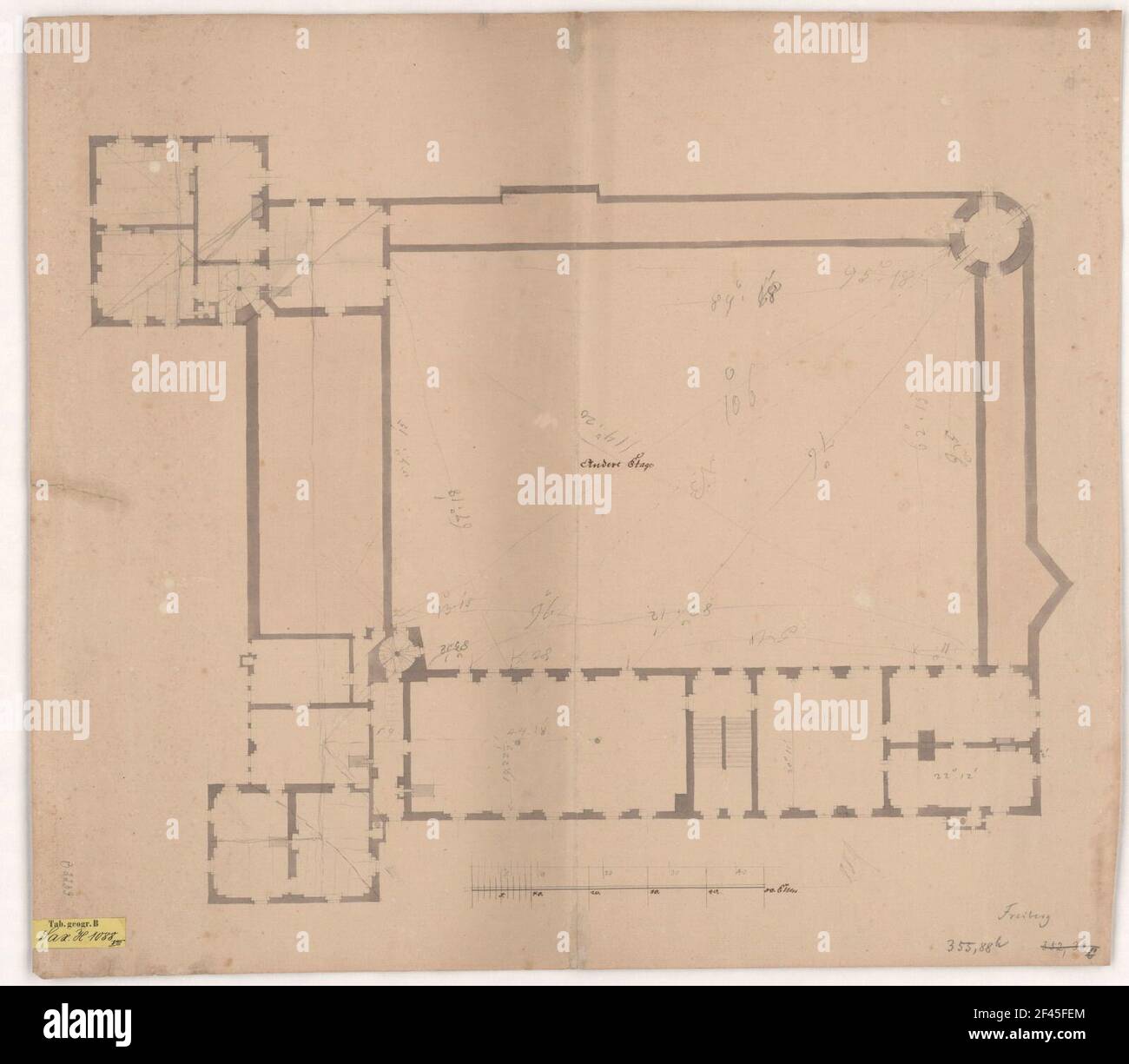 Freiberg, Schloss Freudenstein, Inventarplan. Grundriss 2nd. Etage Stockfoto