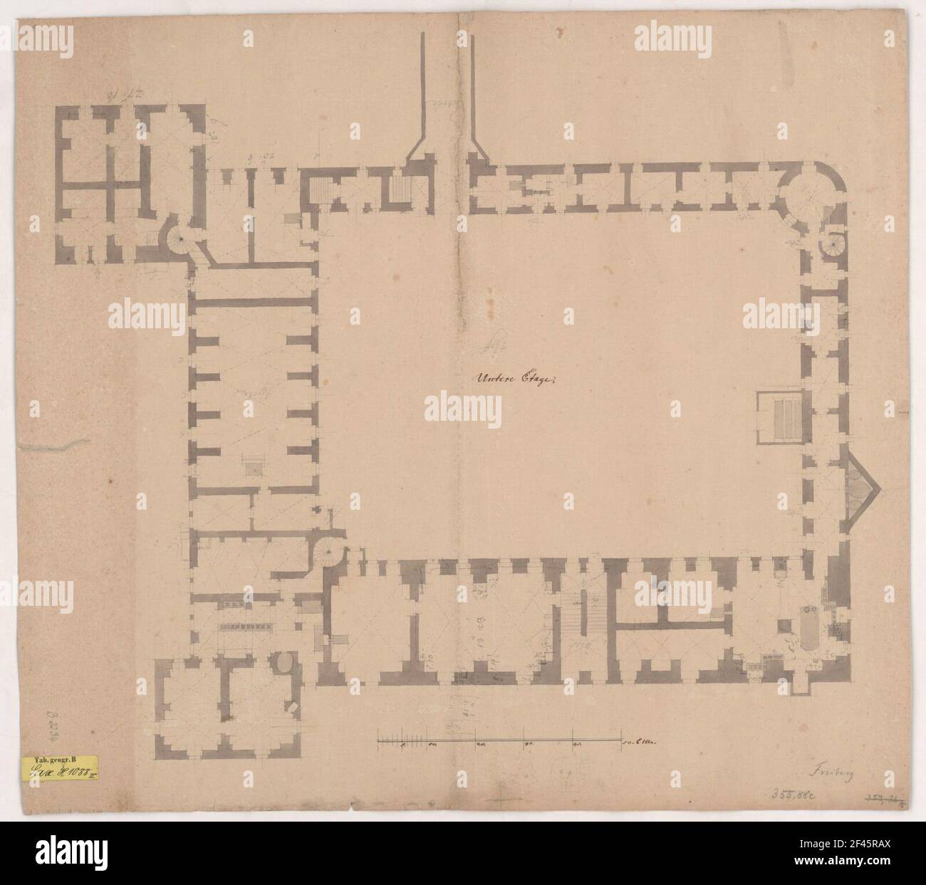 Freiberg, Schloss Freudenstein, Inventarplan. Grundriss Erdgeschoss Stockfoto