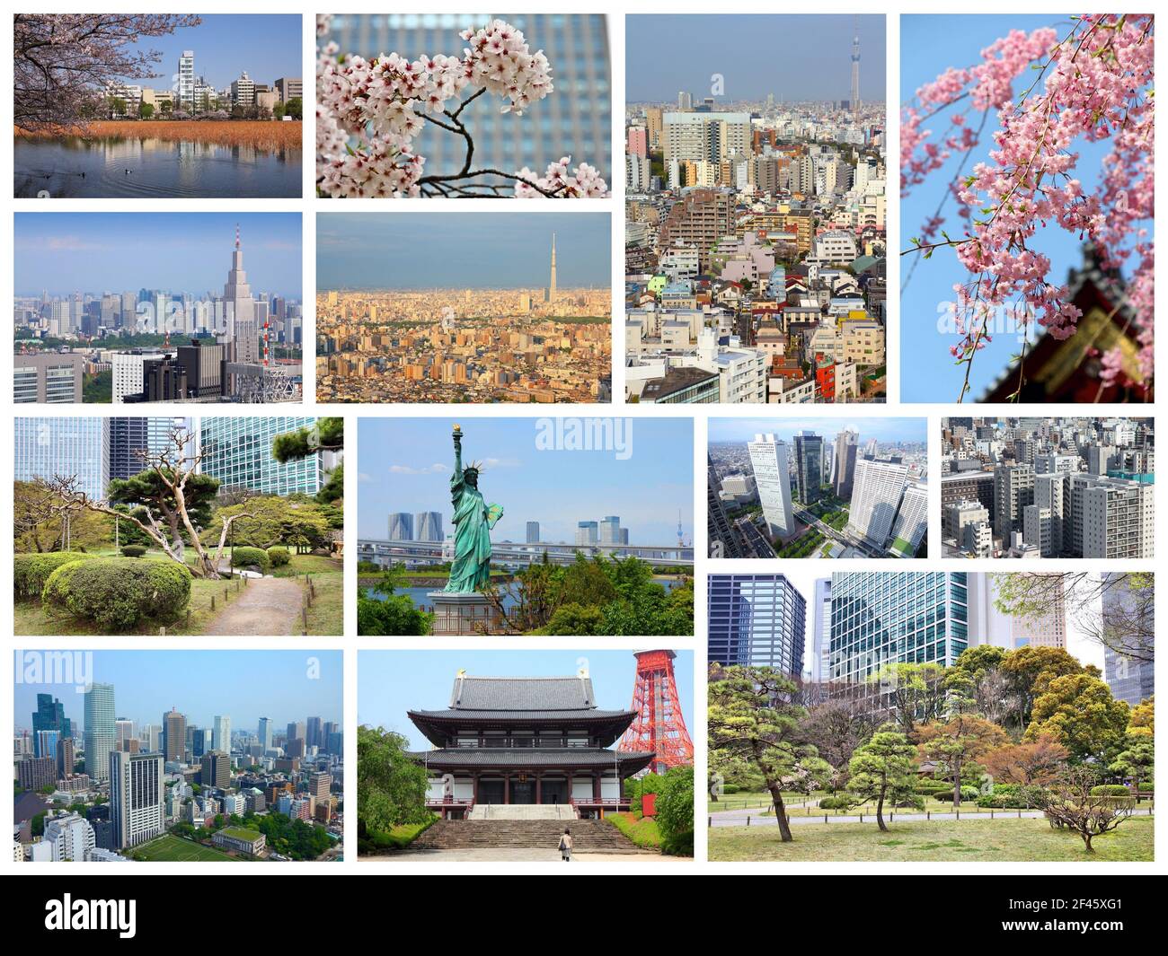 Tokyo, Japan Fotos eingestellt. Collage umfasst wichtige Wahrzeichen wie Shinjuku ward, Ueno Park, Chiyoda und Bunkyo. Stockfoto