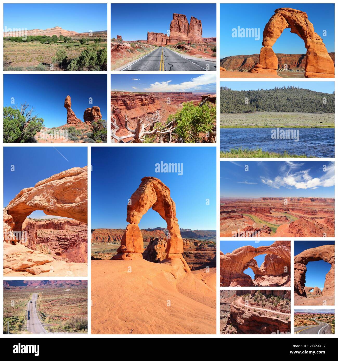 Utah Landschaften Foto collage-travel Collection mit Nationalparks (Arches und Canyonlands). Stockfoto
