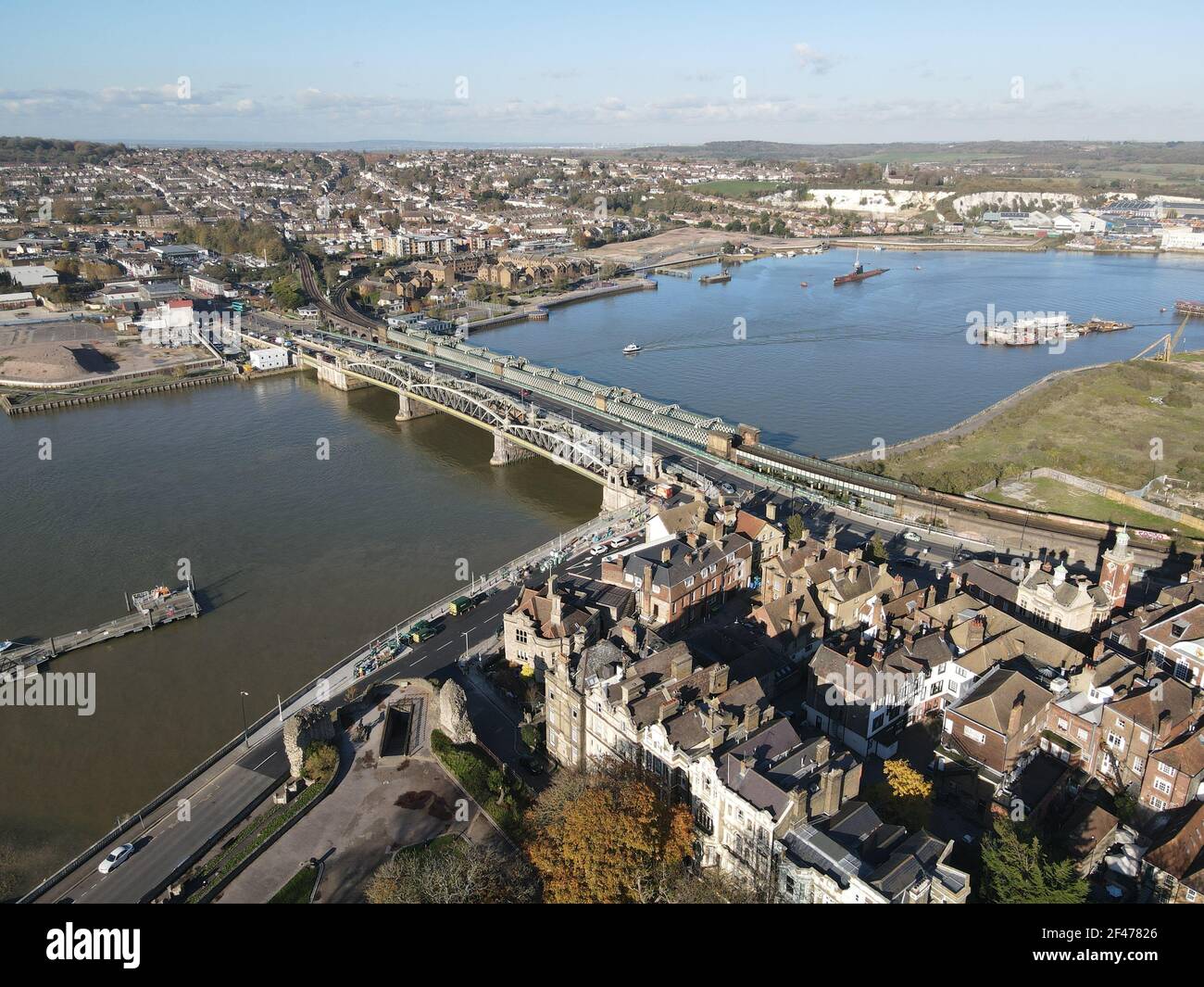 Rochester Bridge kent UK Aerial Stockfoto