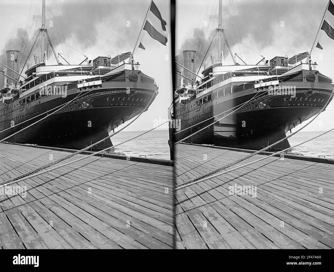 Cuxhaven. Rückansicht des Hochsee-Passagierdampfers 'Vaterland' am Kai (Steubenh? Ft) Cuxhaven. Rückansicht des Hochsee-Passagierdampfers 'Vaterland' am Kai (Steuerhöft) Stockfoto