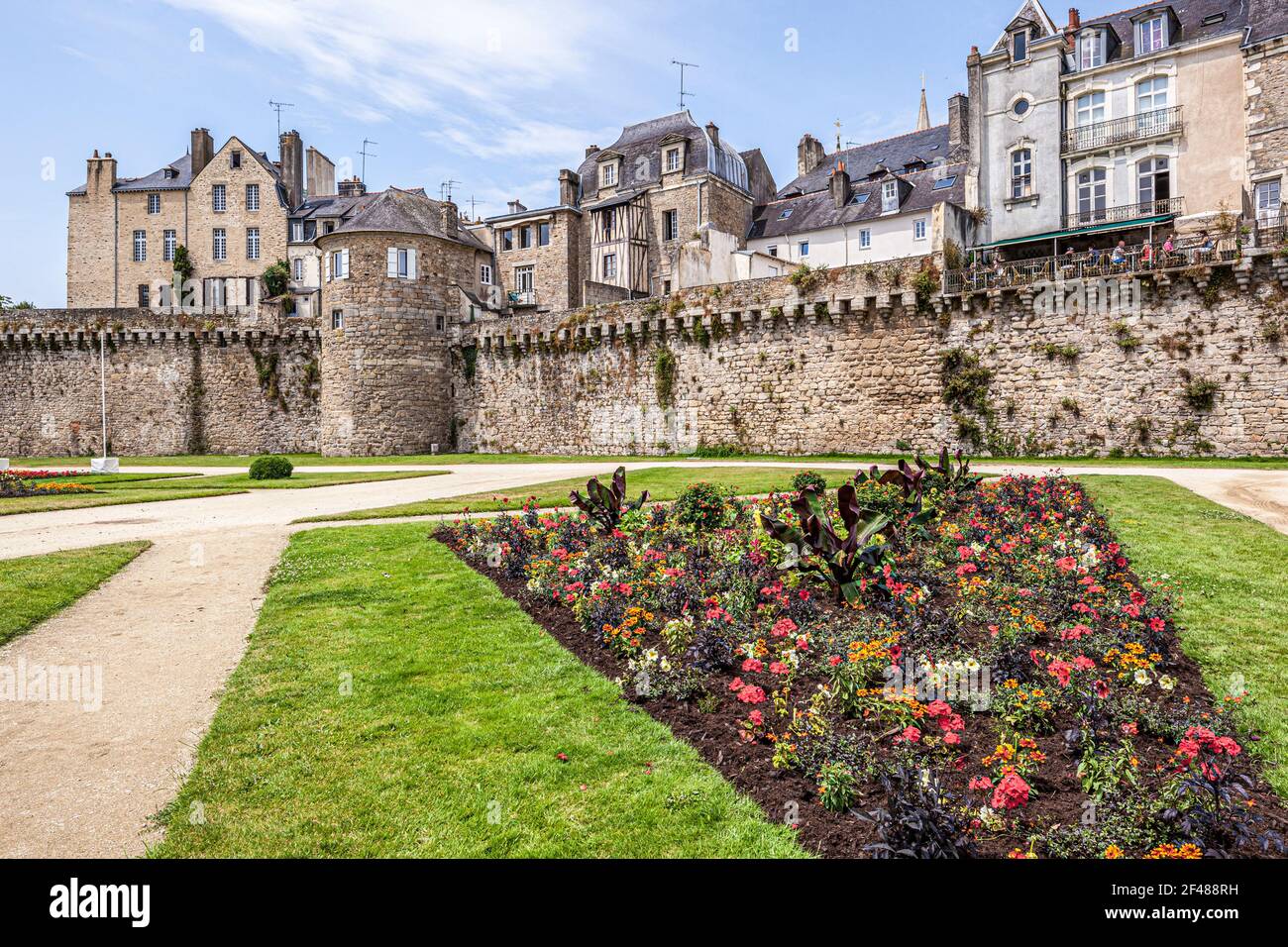 Teil der alten Stadtmauer, Vannes, Bretagne, Frankreich Stockfoto