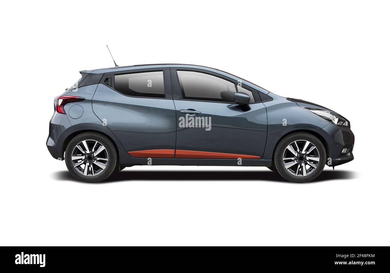 Grau japanischen neuen Supermini Auto Seitenansicht isoliert auf weiß Hintergrund Stockfoto
