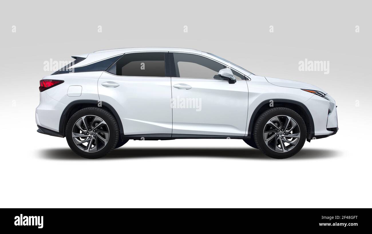 Premium-SUV-Auto, Seitenansicht isoliert auf weißem Hintergrund Stockfoto
