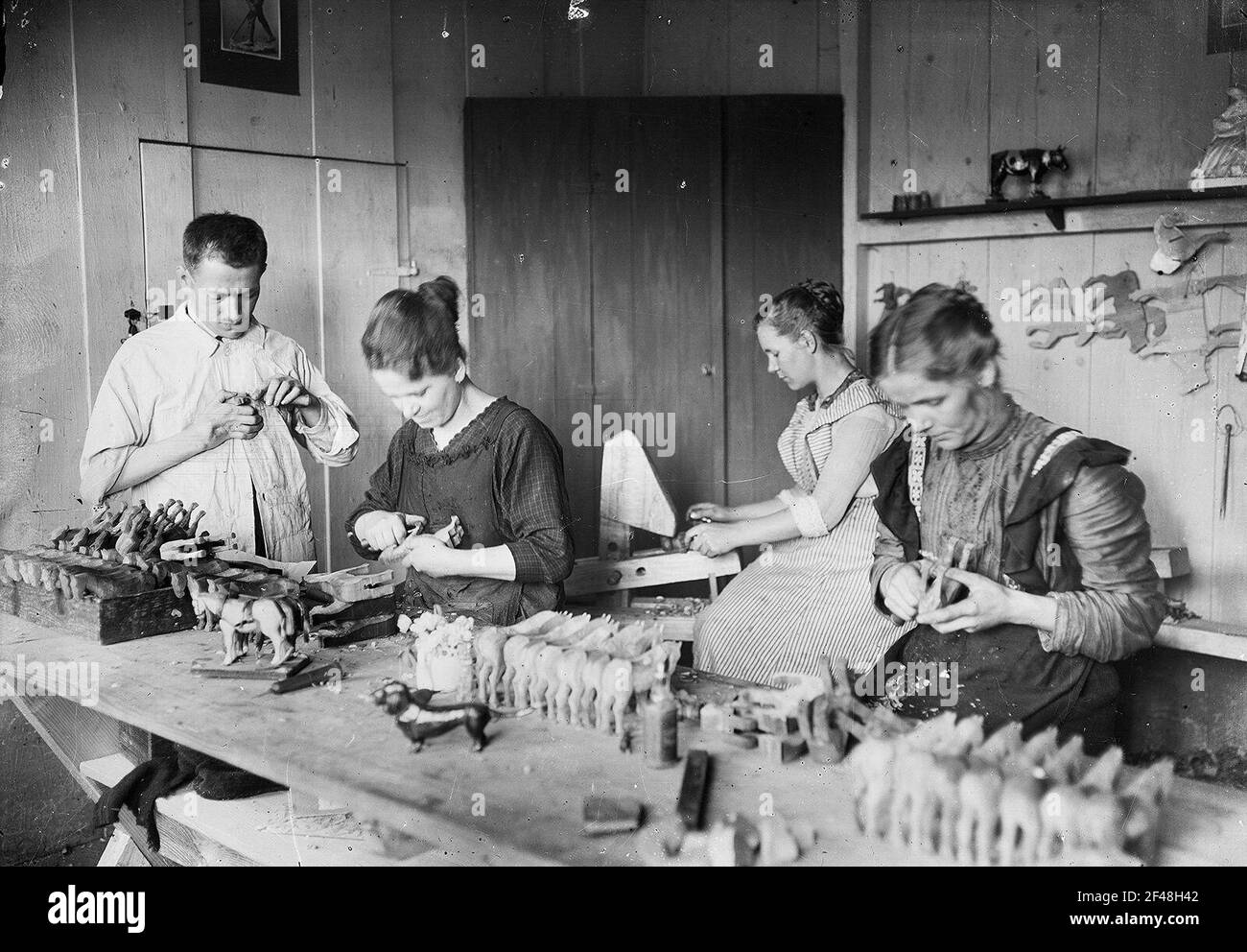 Seiffen. Arbeiter, Spielwarenindustrie Stockfoto