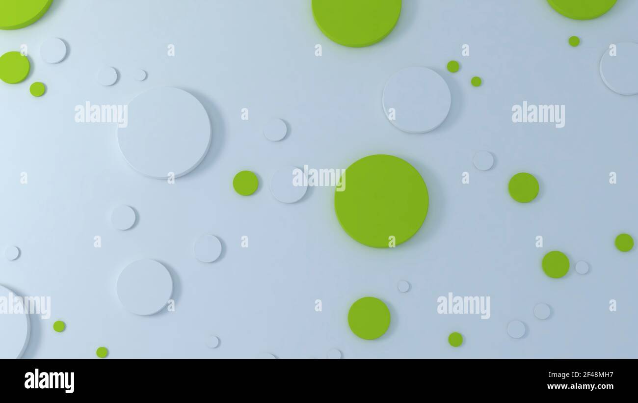 Abstrakter Hintergrund mit grünen und blauen Kreisen. 3D Render Licht und Schatten Muster Stockfoto