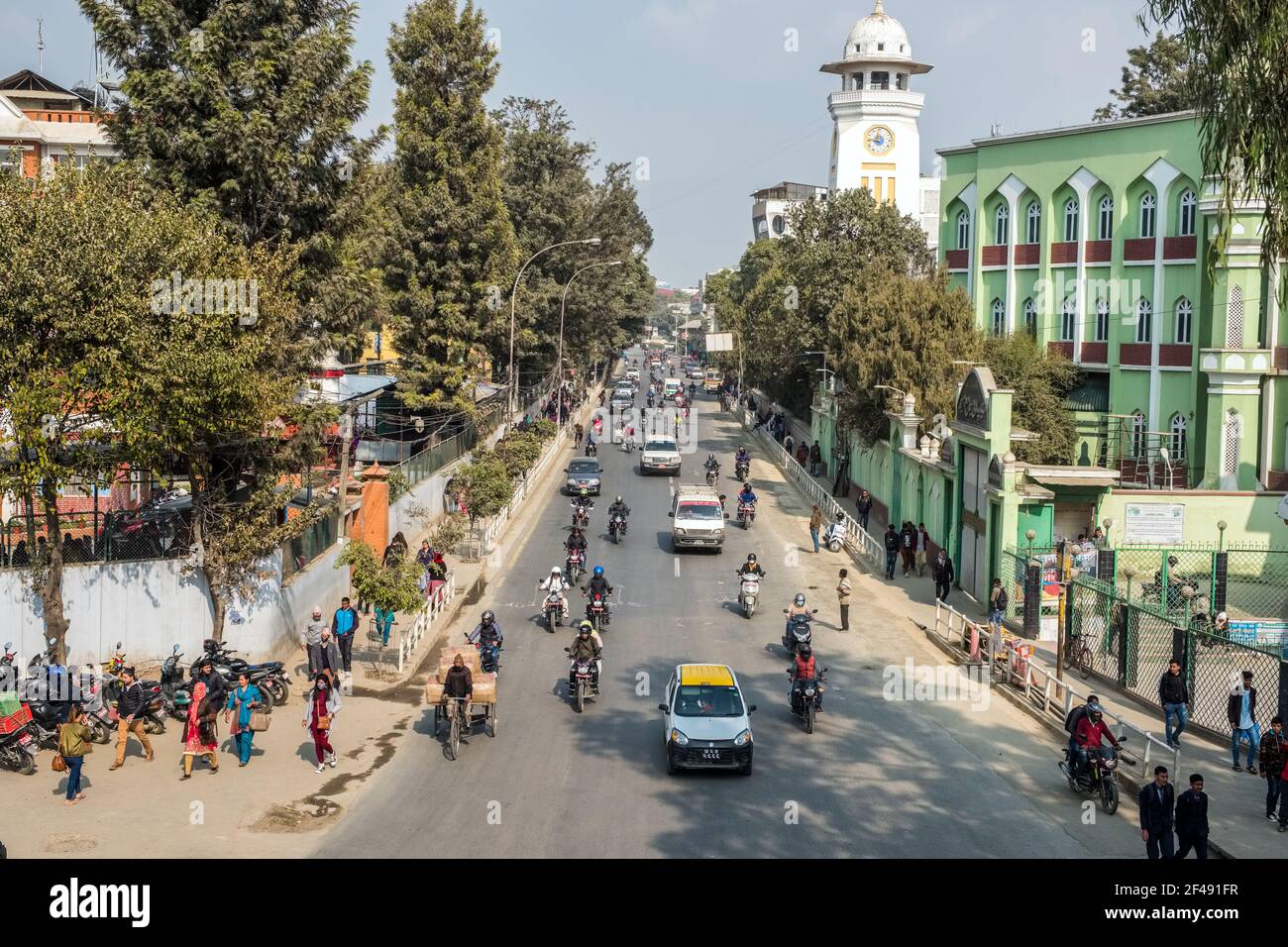 Geschäftige Straßenszene im Zentrum von Kathmandu, Nepal Stockfoto