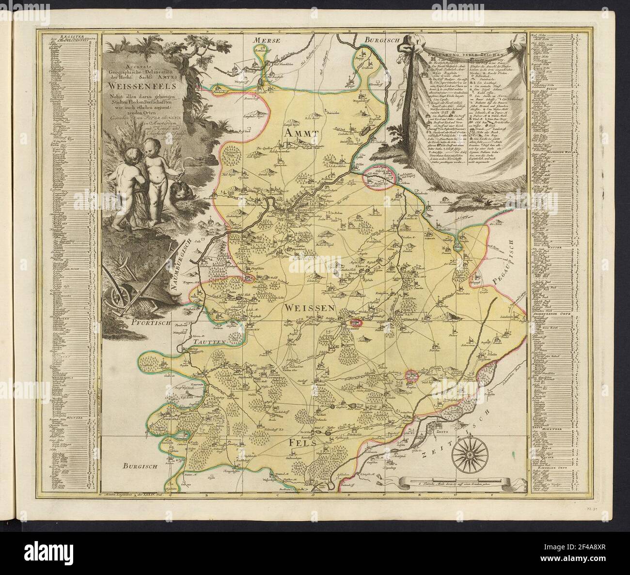 Kt. 31: Karte des Büros Weissenfels, um 1:80 000, Kupferstich, um 1760 Stockfoto