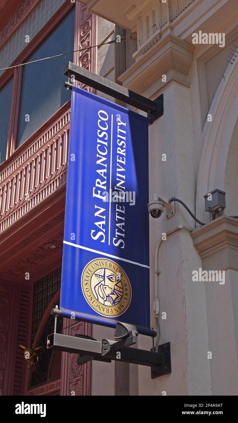 Banner der San Francisco State University in San Francisco, Kalifornien Stockfoto