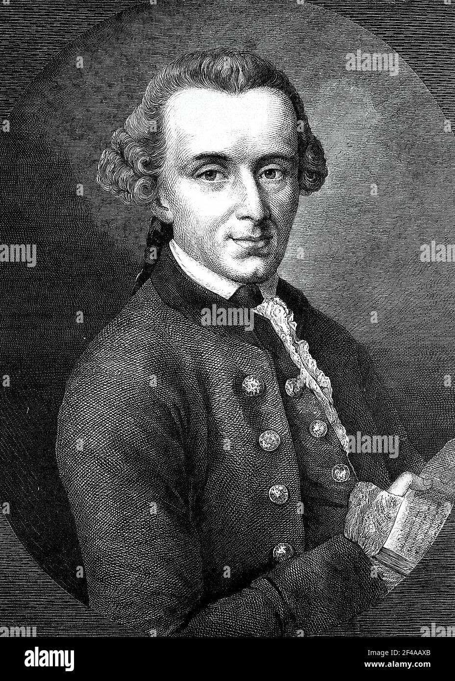 Berühmter Philosoph Immanuel Kant Schwarz-Weiß-Porträt Stockfoto
