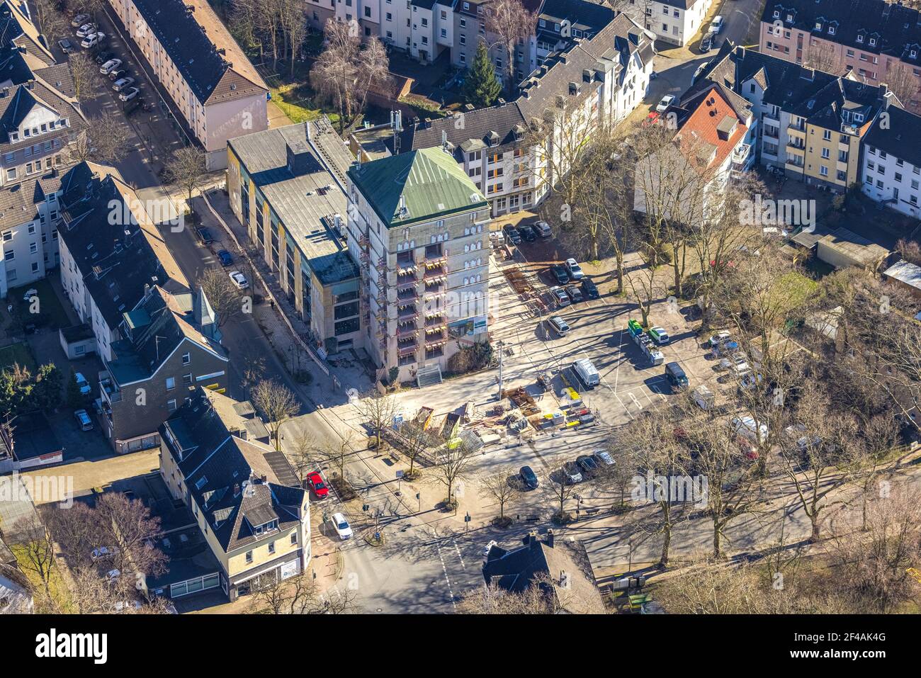 Luftaufnahme, Baustelle Bunker 2. Weltkrieg mit neuen Wohnungen, Kurt