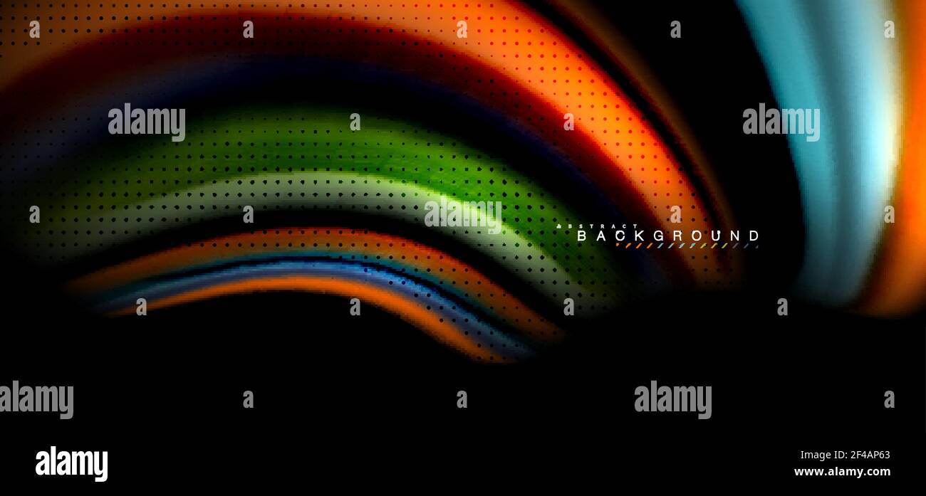 Mehrfarbige Wellenlinien auf schwarzem Hintergrund. Mehrfarbige Wellenlinien auf schwarzem Hintergrund Vektor-Design Stock Vektor