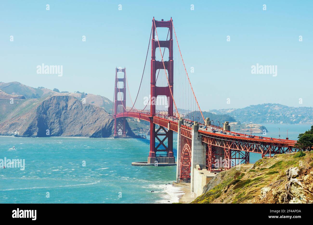Blick auf die Golden Gate Bridge, San Francisco, Kalifornien, USA Stockfoto