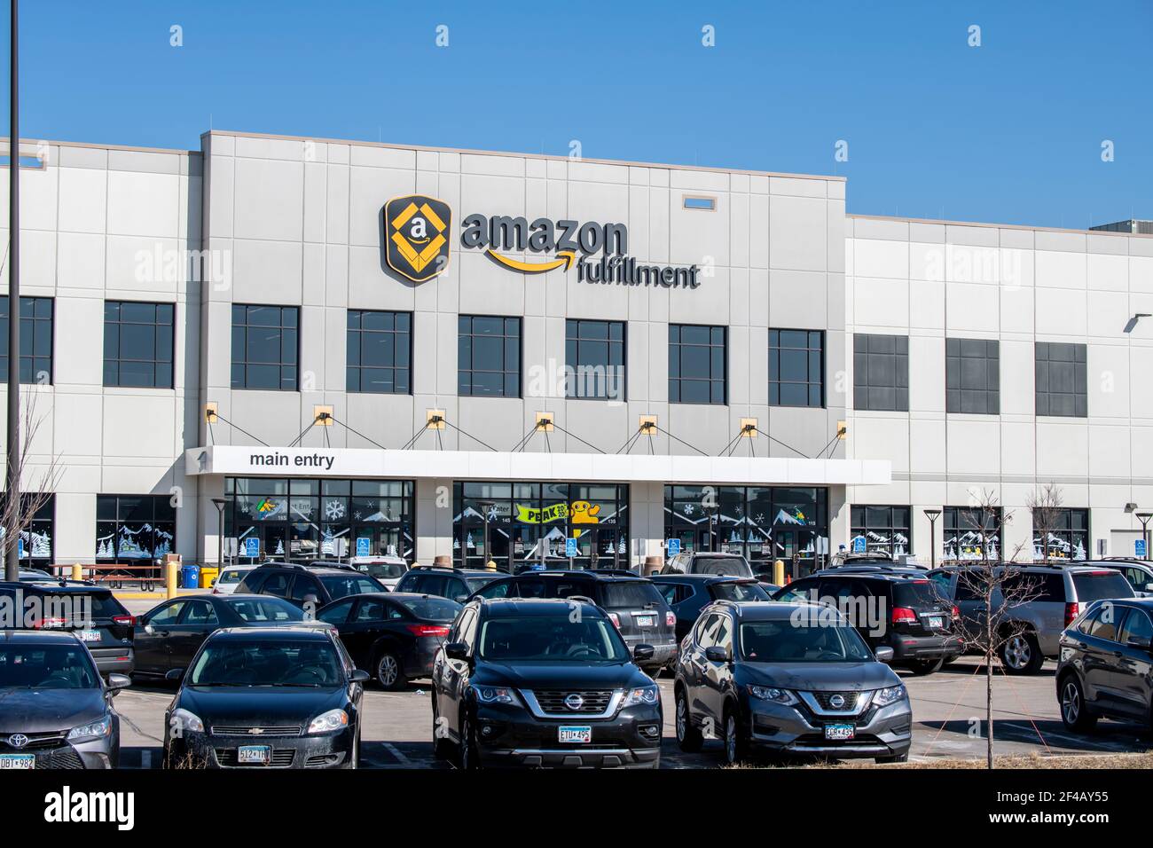 Shakopee, Minnesota. Amazon Versandzentrum. Es ist der zweitgrößte private Arbeitgeber in den Vereinigten Staaten und einer der weltweit wertvollsten CO Stockfoto