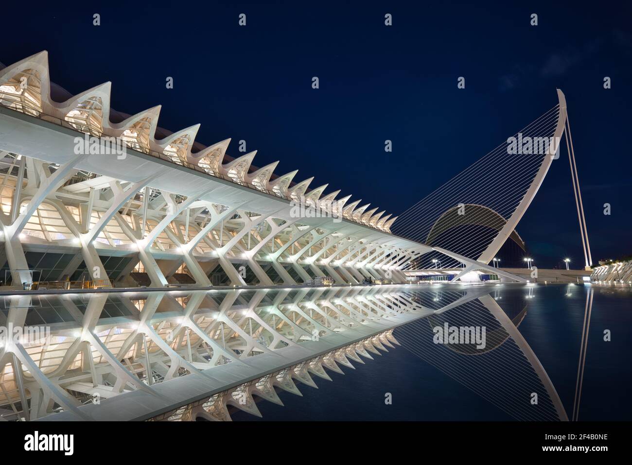 Foto der Stadt der Künste in Valencia zur blauen Stunde Stockfoto