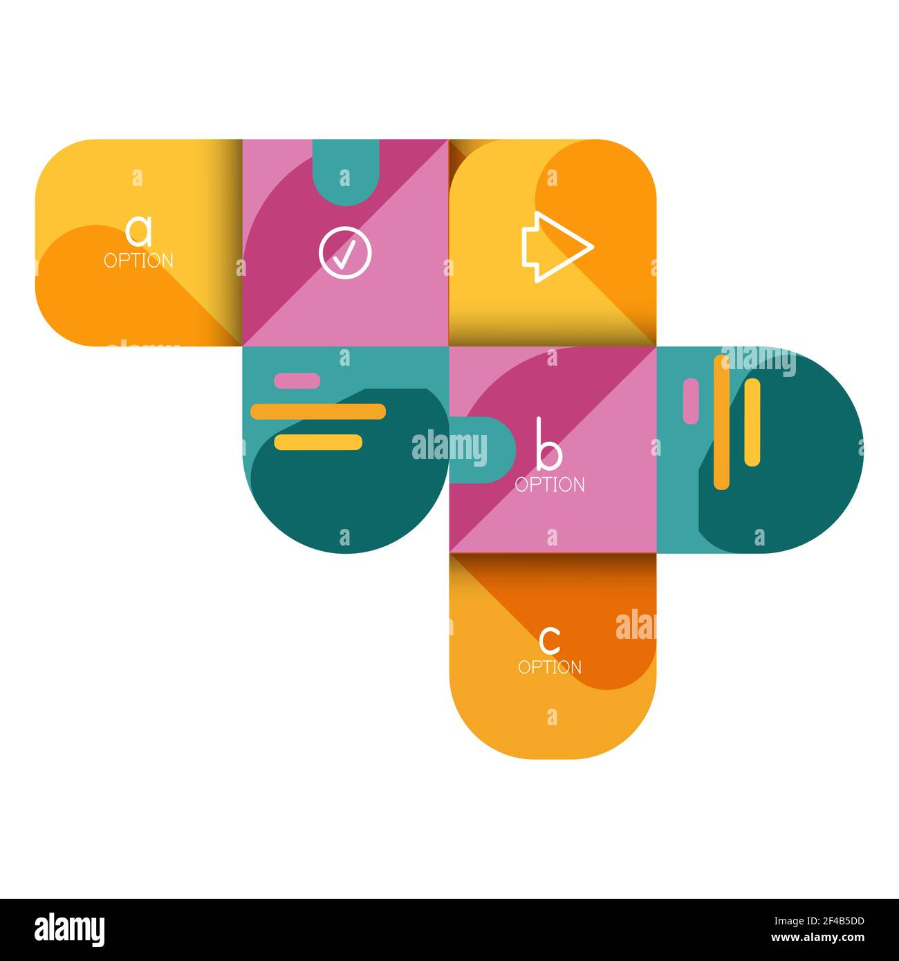Infografiken Option und Schritt für Schritt in abgerundeten Quadraten, Element des Diagramms, Diagramm, Diagramm mit Optionen, Teile, Prozesse. Infografiken Option und Schritt für Schritt in abgerundeten Quadraten, Element des Diagramms, Diagramm, Diagramm mit Optionen, Teile, Prozesse. Vektor-Geschäftsvorlage für Präsentation oder Web-Info-Banner Stock Vektor