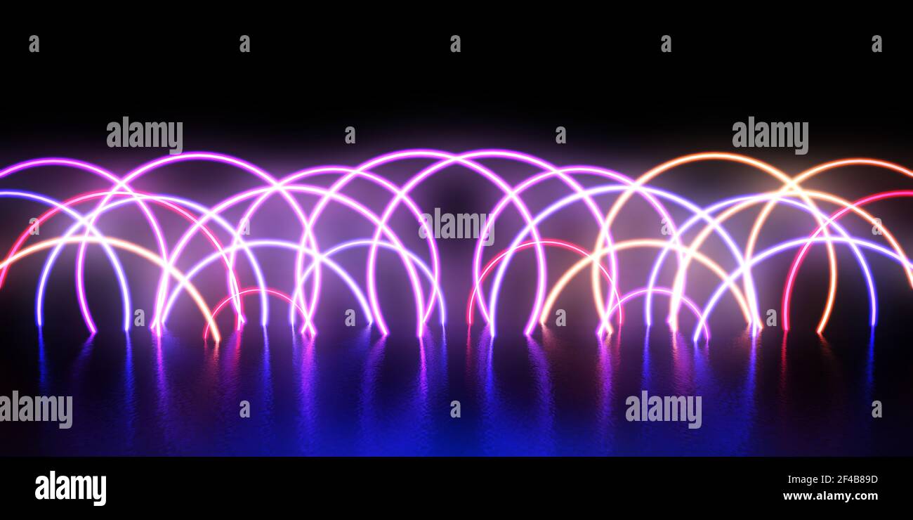 Abstrakte Digitale Landschaft mit fließende Energie Linien Stockfoto