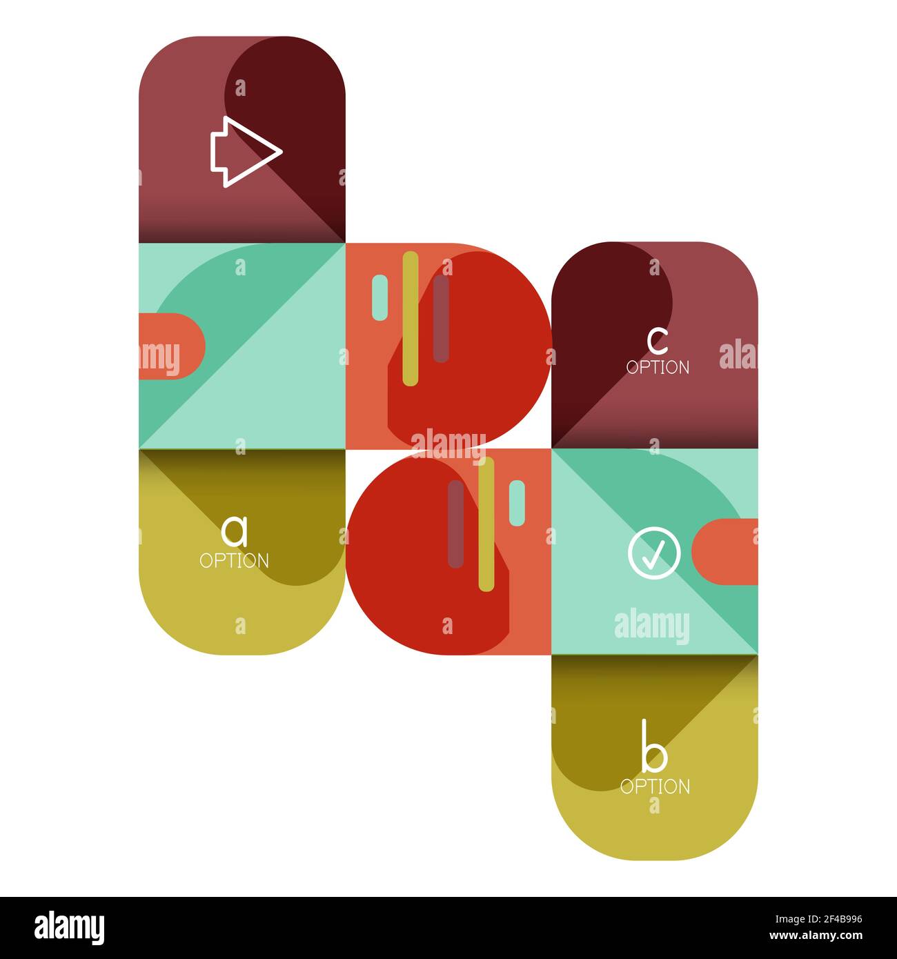 Infografiken Option und Schritt für Schritt in abgerundeten Quadraten, Element des Diagramms, Diagramm, Diagramm mit Optionen, Teile, Prozesse. Infografiken Option und Schritt für Schritt in abgerundeten Quadraten, Element des Diagramms, Diagramm, Diagramm mit Optionen, Teile, Prozesse. Vektor-Geschäftsvorlage für Präsentation oder Web-Info-Banner Stock Vektor