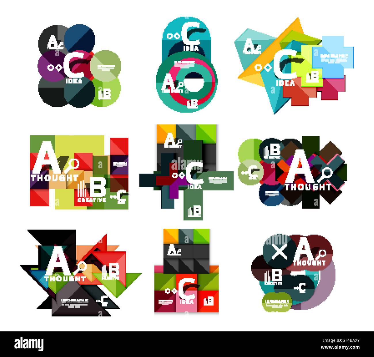 Set aus Papier geometrische Option Banner, Infografik-Vorlagen. Set aus Papier geometrische Option Banner, Infografik-Vorlagen. Vektor bunte abstrakte Hintergründe oder Symbole Stock Vektor