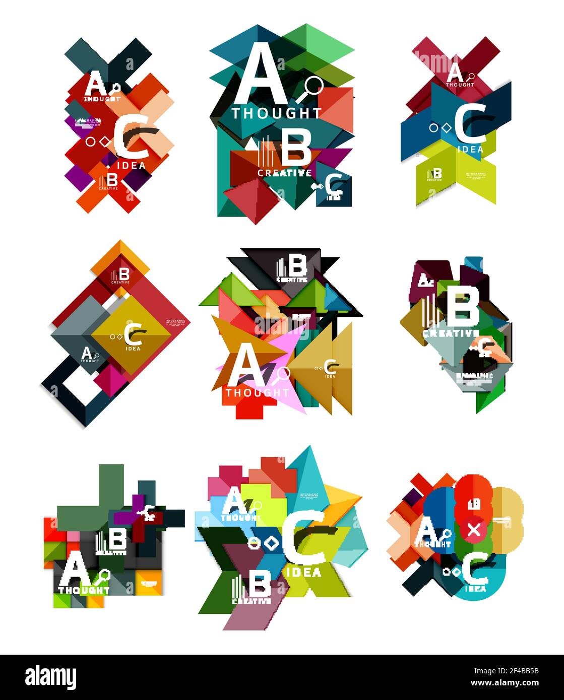 Set aus Papier geometrische Option Banner, Infografik-Vorlagen. Set aus Papier geometrische Option Banner, Infografik-Vorlagen. Vektor bunte abstrakte Hintergründe oder Symbole Stock Vektor