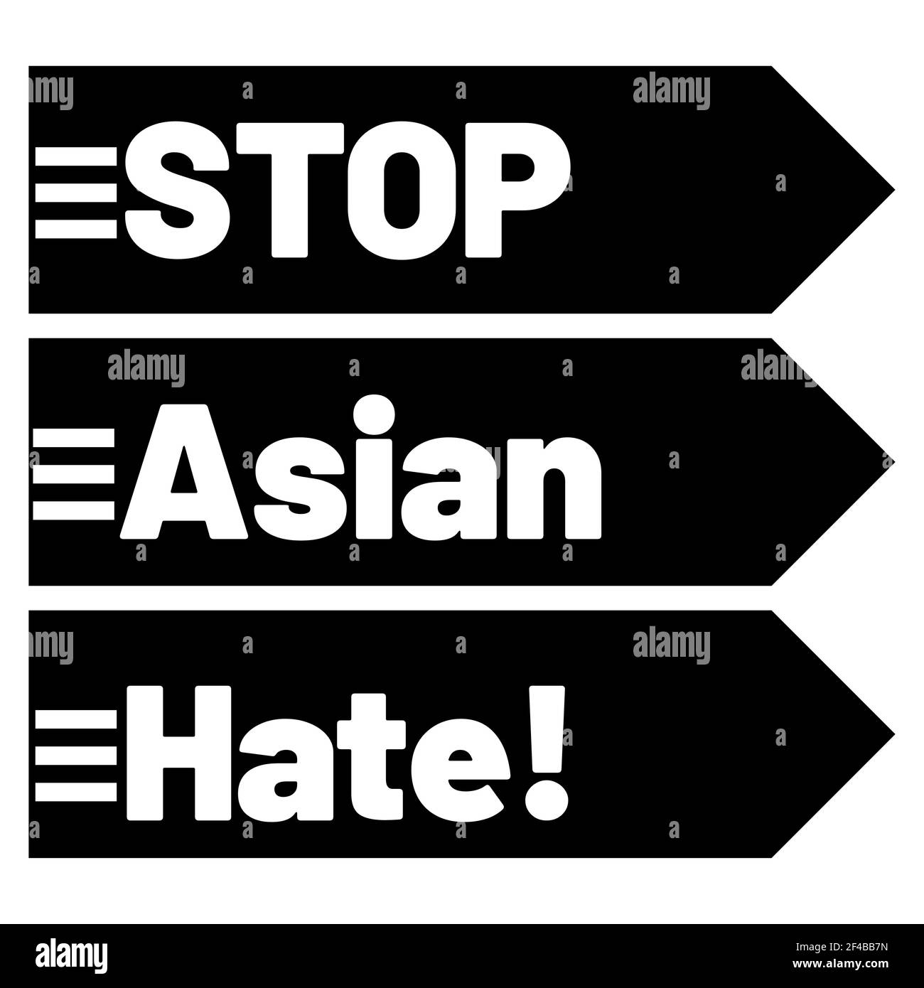 Stop Asian Hate Zeichen und Symbol Label Poster Banner Aufkleber. Gewalt gegen asiaten, Corona Virus Hassverbrechen. Protest für asiatische Menschen. Menschenrechte Stockfoto