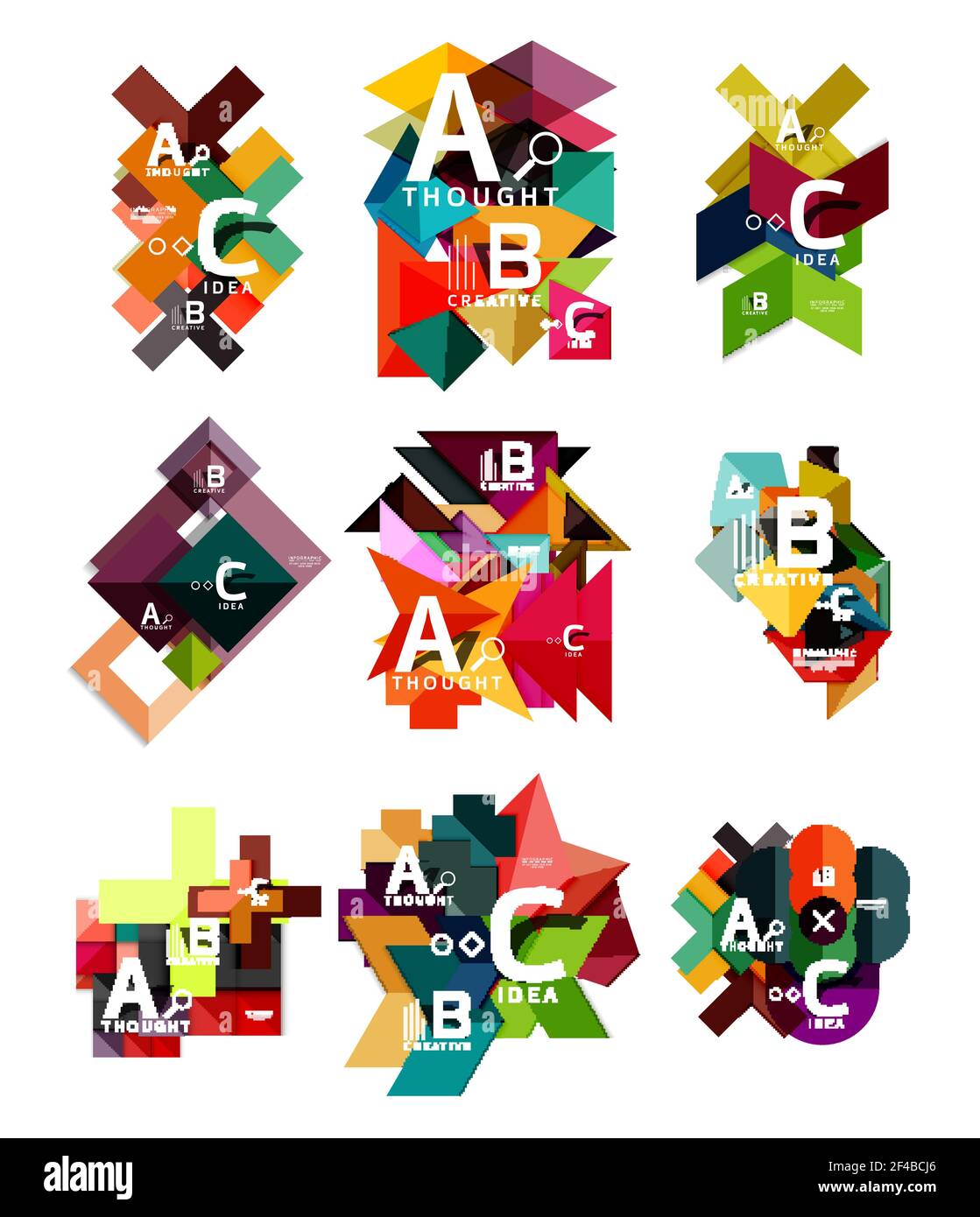 Set aus Papier geometrische Option Banner, Infografik-Vorlagen. Set aus Papier geometrische Option Banner, Infografik-Vorlagen. Vektor bunte abstrakte Hintergründe oder Symbole Stock Vektor