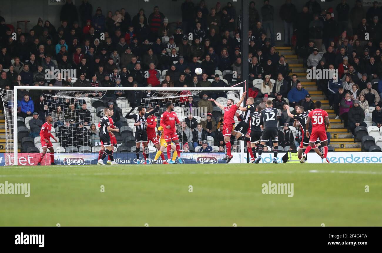 Gesamtansicht Blundell Park während der Sky Bet League zwei Spiel zwischen Grimsby Town und Crawley Town Blundell Park, Grimsby. 29 Dezember 2019 Stockfoto