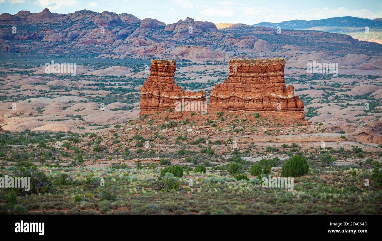 Landschaftlich reizvolle Ansicht einer geologischen Struktur im amerikanischen Südwesten. Stockfoto