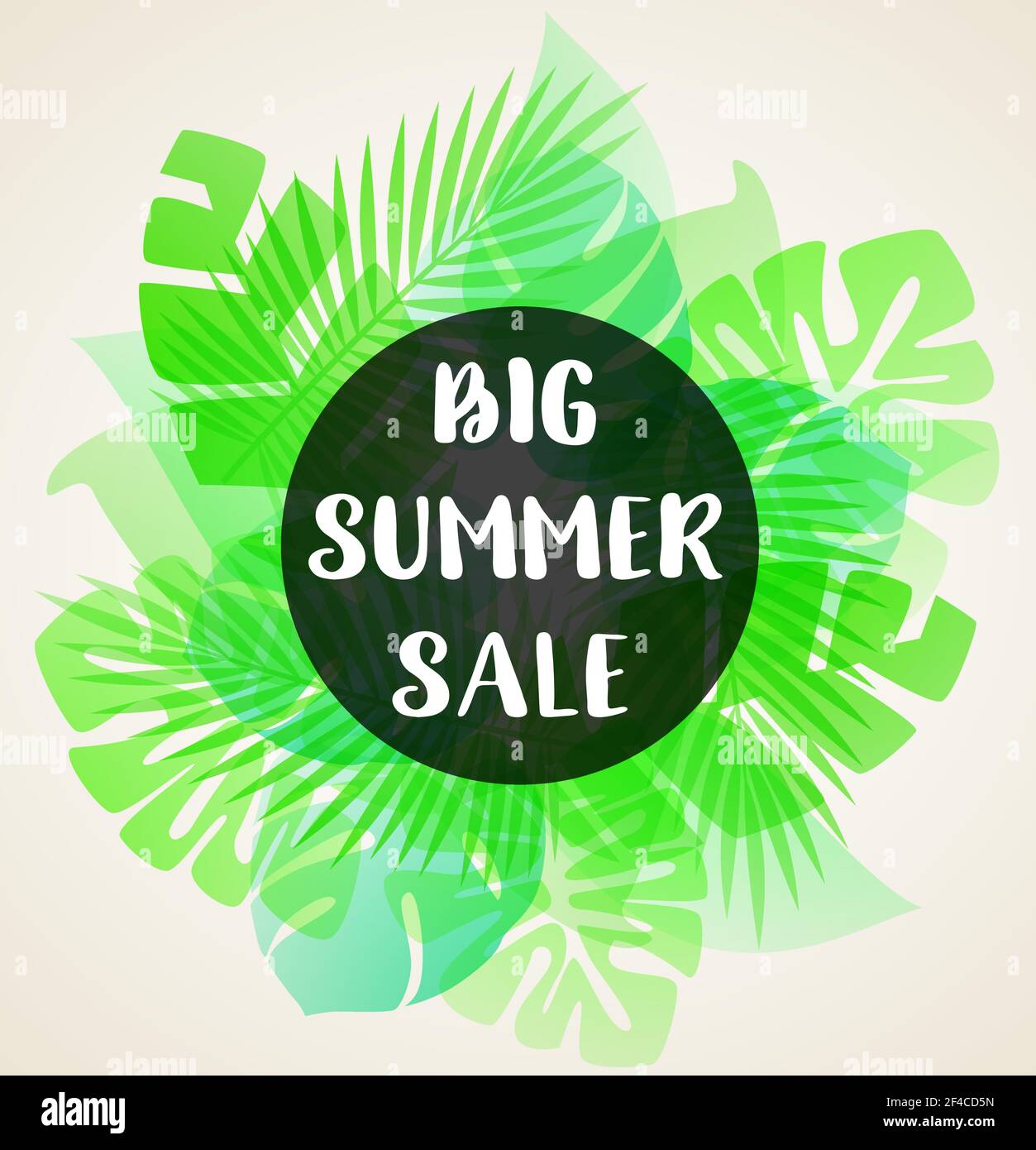 Abstrakte Sommer blumen Vektor tropischen Hintergrund mit grünen Palmen Blätter. Banner für saisonale Summer Sale. Stock Vektor