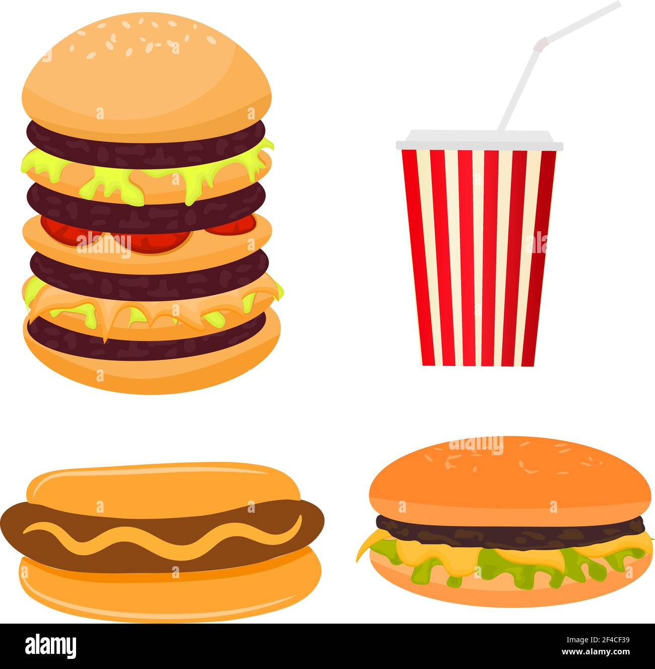 Vektor-Illustration von Fast Food. Cartoon-Stil Stock Vektor
