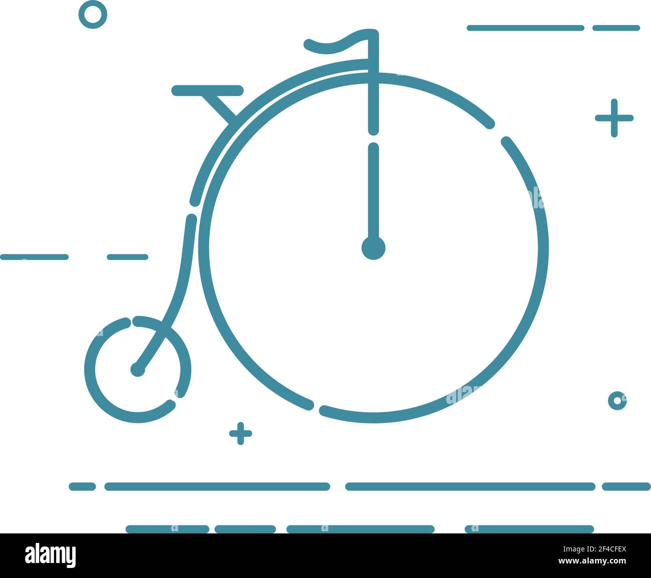 Abstrakt trendy linear flat Icon Retro Fahrrad auf weißem Hintergrund. Vintage Bike im Line Style Stock Vektor