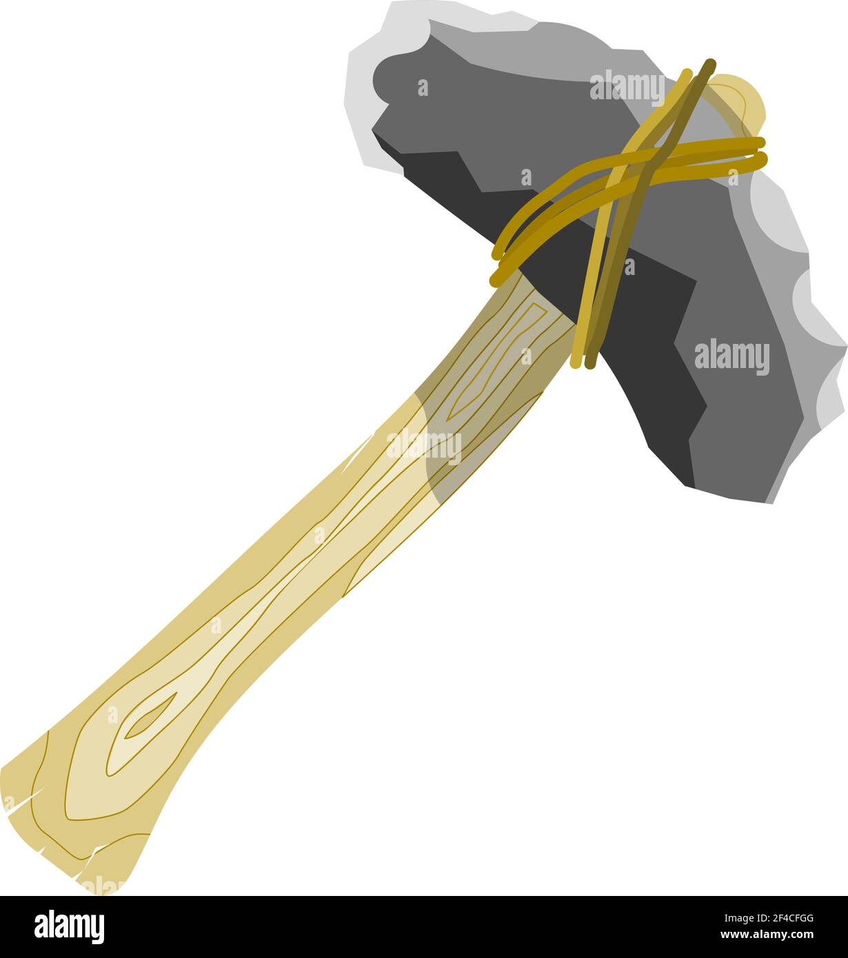 Primitive Steinaxt auf weißem Hintergrund. Cartoon-Stil. Vektorgrafik Stock Vektor