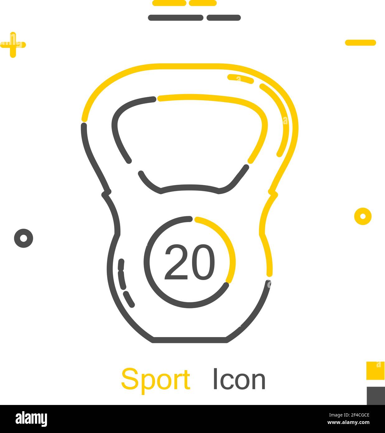 Sportliches Gewicht im linearen Stil. Zeilensymbol. Isoliert auf weißem Hintergrund. Vektorgrafik. Stock Vektor