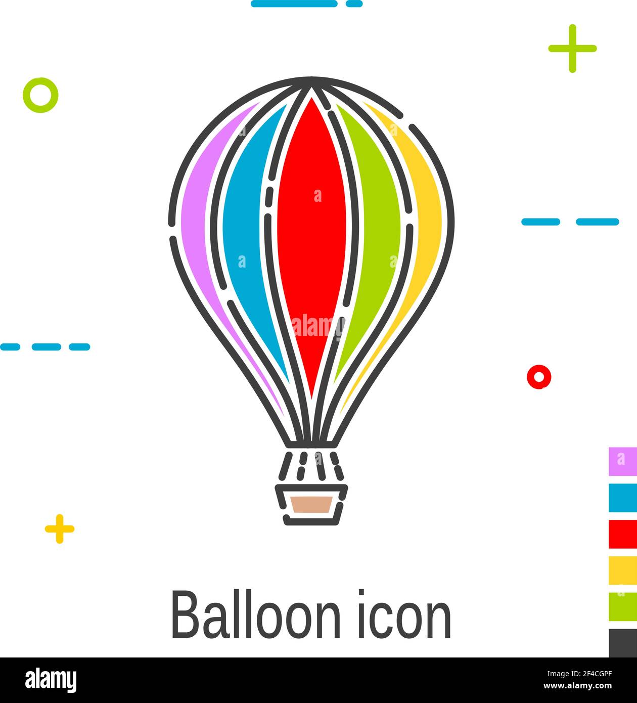 Farbballon in einem linearen Stil. Zeilensymbol auf weißem Hintergrund isoliert. Vektorgrafik. Stock Vektor