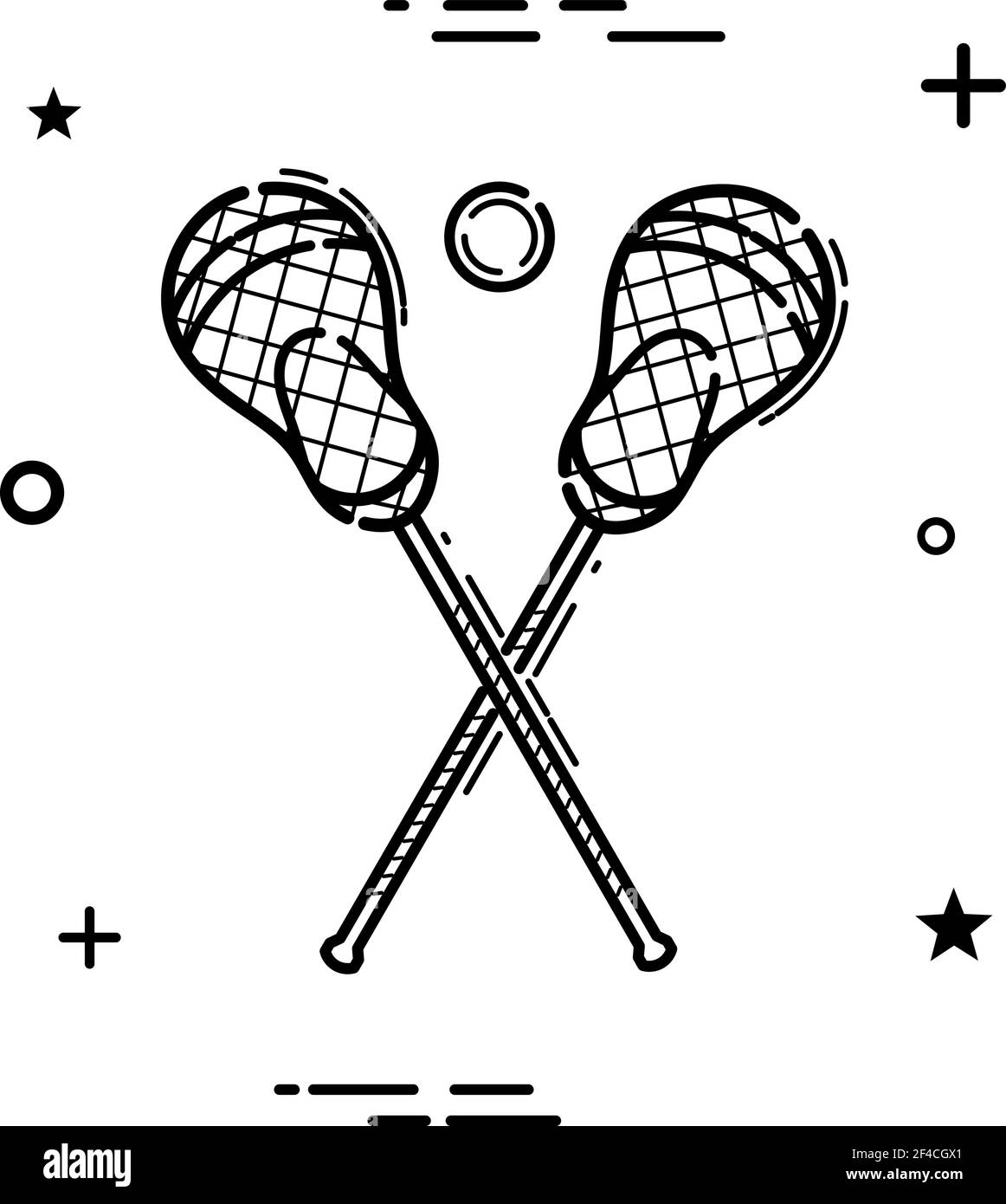 Einfaches schwarzes lineares Lacrosse Icon. Lacrosse Zeichen auf weißem Hintergrund. Vektorgrafik Stock Vektor
