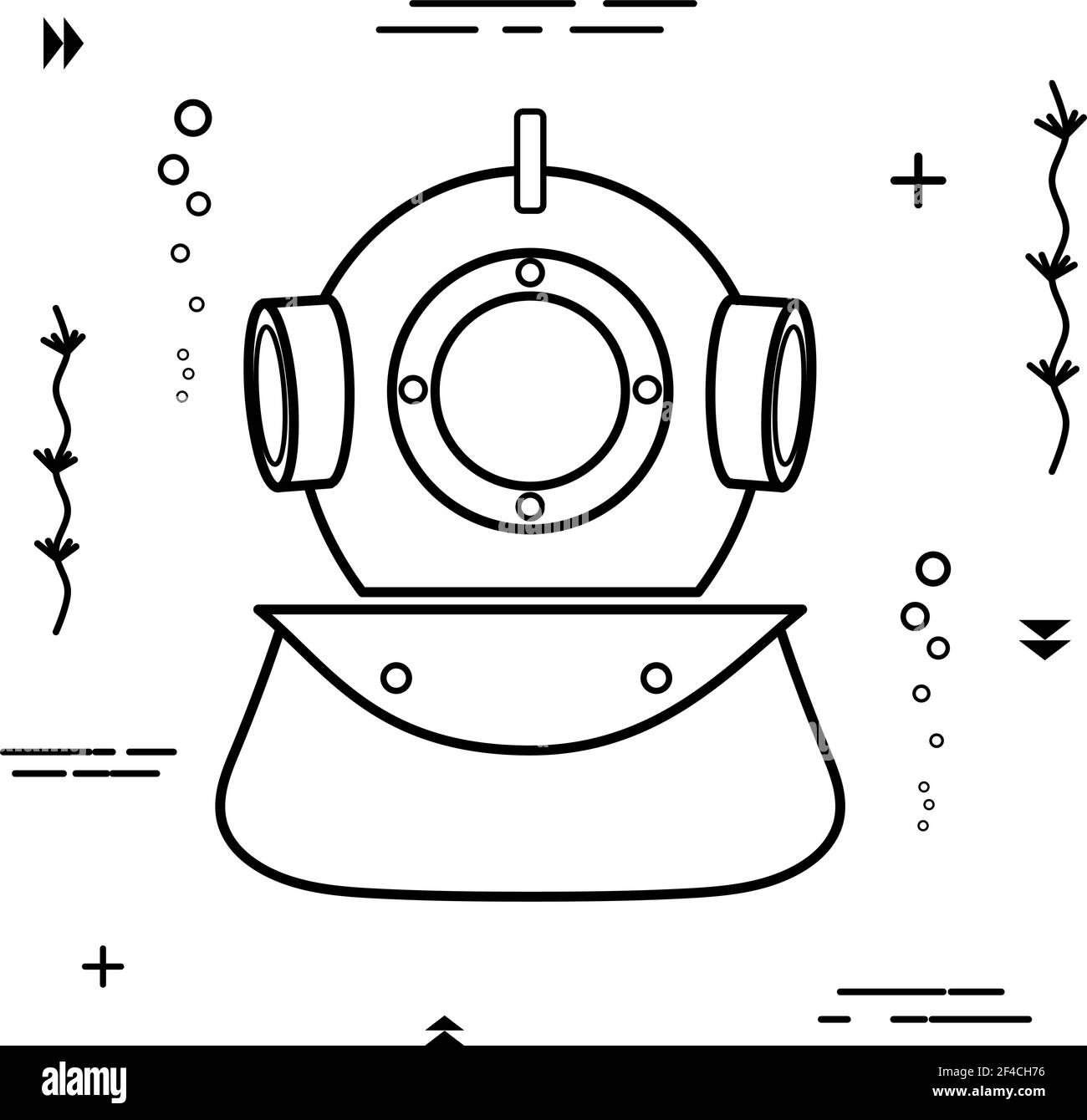 Einfaches schwarzes Tauchhelm-Symbol auf weißem Hintergrund. Vektorgrafik Stock Vektor