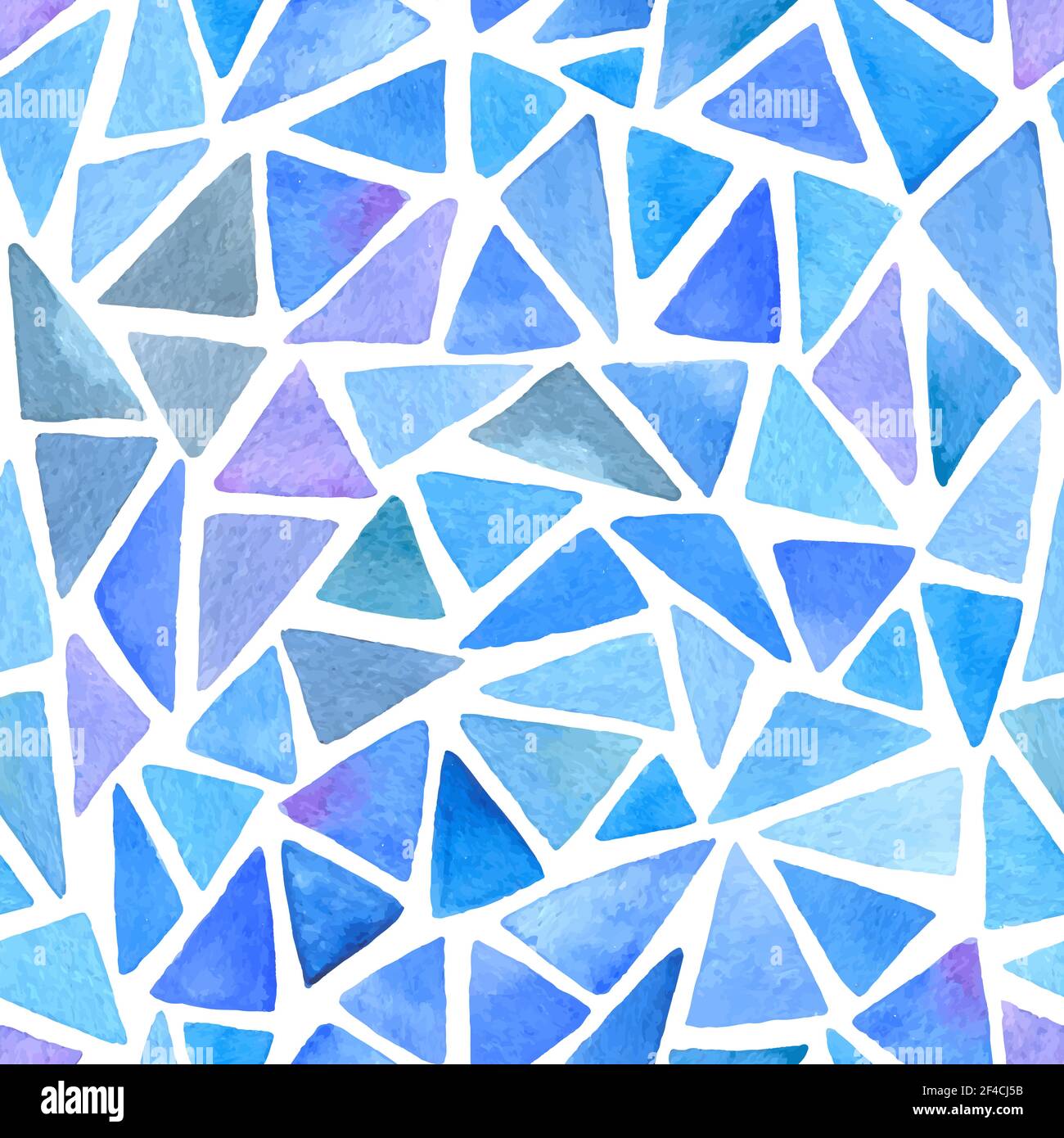 Abstrakter Vektor Aquarell Nahtloses Muster mit blauen und violetten Dreiecken Auf weißem Hintergrund Stock Vektor