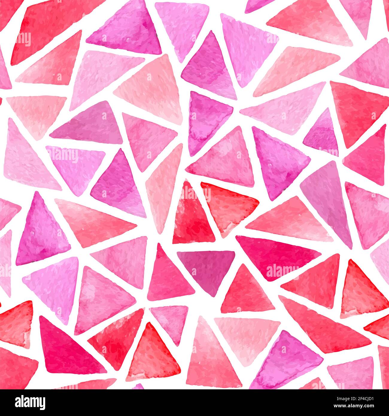 Abstrakter Vektor Aquarell Nahtloses Muster mit rosa und roten Dreiecken Auf weißem Hintergrund Stock Vektor