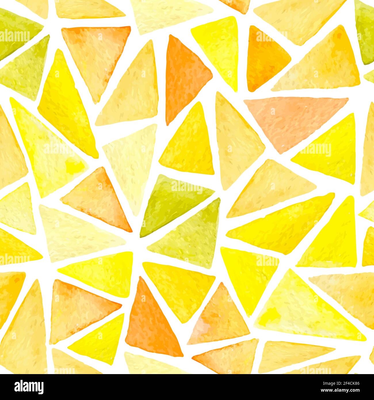 Abstrakter Vektor Aquarell Nahtloses Muster mit gelben und orangen Dreiecken Auf weißem Hintergrund Stock Vektor