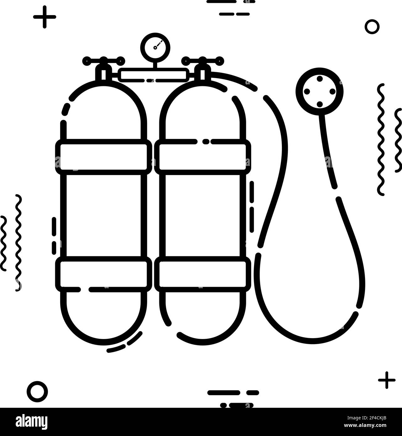 Einfaches schwarzes lineares Scuba-Symbol auf weißem Hintergrund. Symbol für Tauchen und Sommerferien. Vektorgrafik Stock Vektor