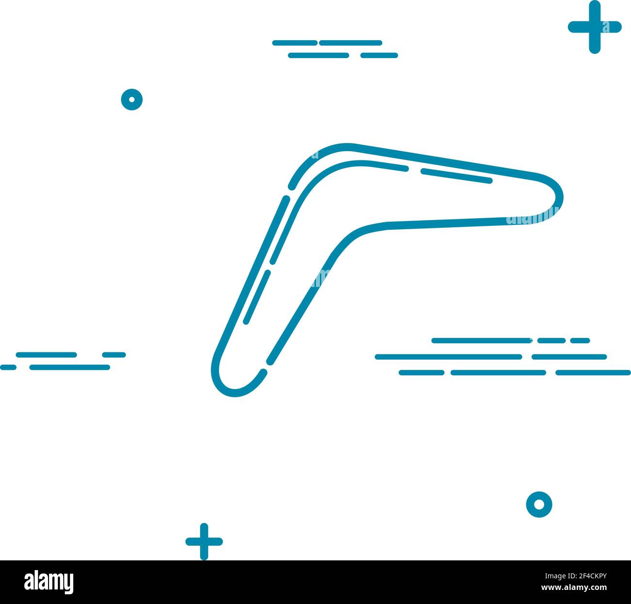 Abstrakter australischer Bumerang auf weißem Hintergrund. Symbol für linearen Trend-Bumerang im Linienstil. Vektorgrafik Stock Vektor