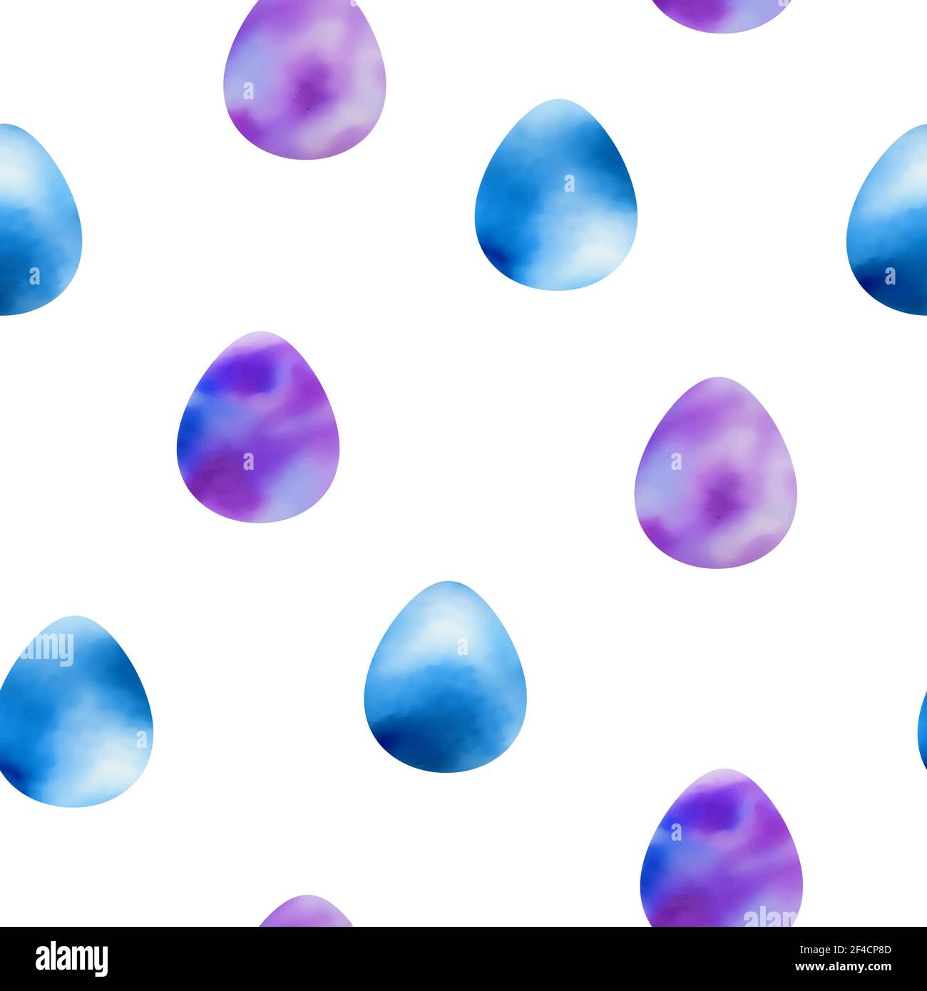 Aquarell Ostern nahtlose Muster mit blaue Eier auf einem weißen Hintergrund. Vector Illustration. Stock Vektor