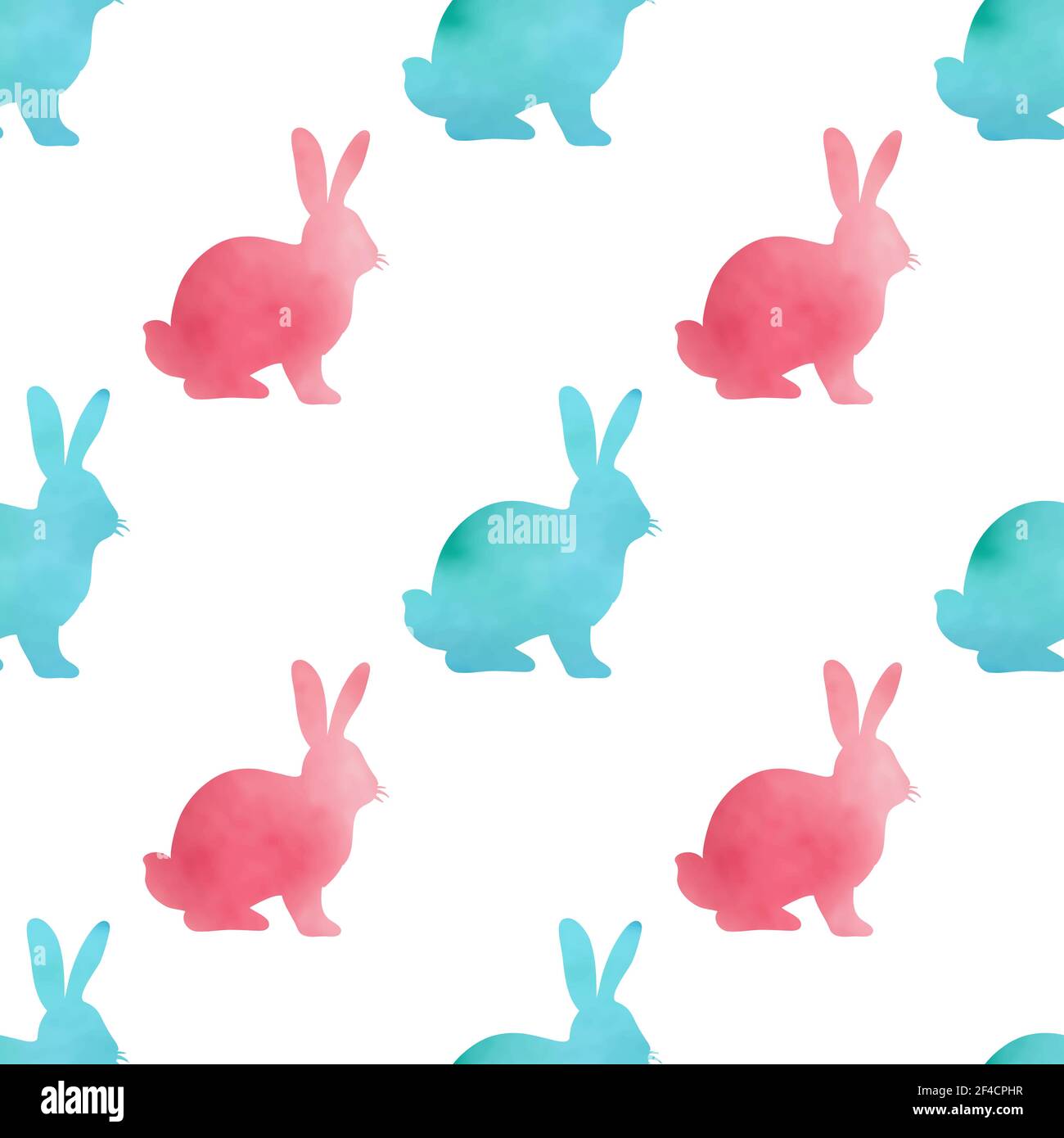 Aquarell Ostern nahtlose Muster mit grün und rosa Kaninchen auf einem weißen Hintergrund. Vector Illustration. Stock Vektor