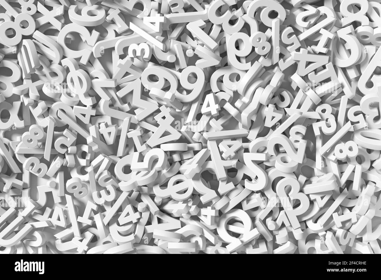 Weiße Zahlen und mathematische Symbole Hintergrund. 3D Abbildung. Stockfoto Weiße Zahlen und mathematische Symbole Hintergrund. 3D Abbildung. Stockfoto